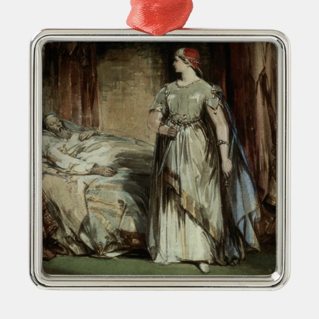 Dame Macbeth, 1850 Silbernes Ornament (Vorne)