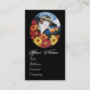 Dame mit Chrysanthemenblüten Visitenkarte