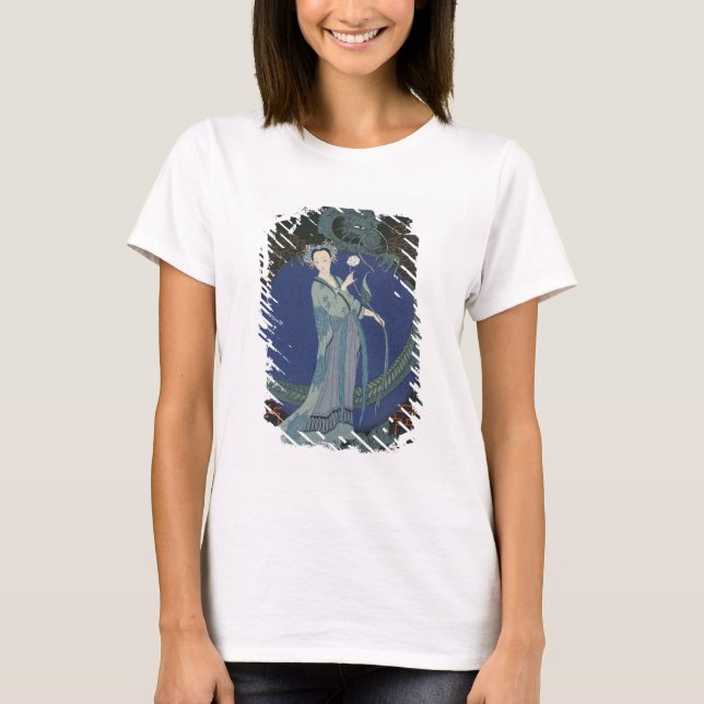 Dame mit Drache (farbige Litho) T-Shirt (Vorderseite)