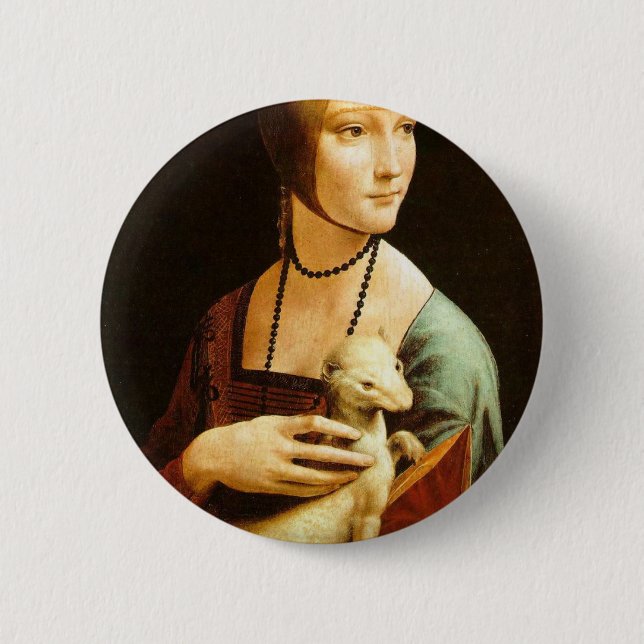Dame mit einem Ermine durch Leonardo da Vinci C. Button (Vorderseite)