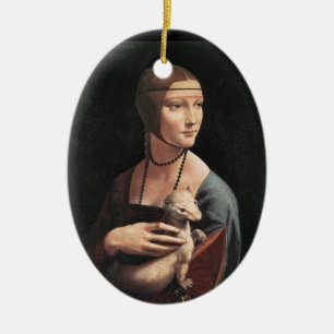 Dame mit einem Ermine Keramik Ornament