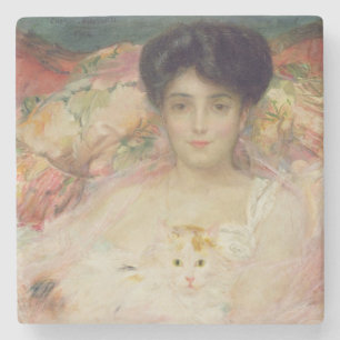 Dame mit einer Katze, 1904 Steinuntersetzer