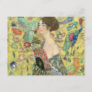 Dame mit Fächer,Gustav Klimt,1907,Jugendstil,alt Postkarte