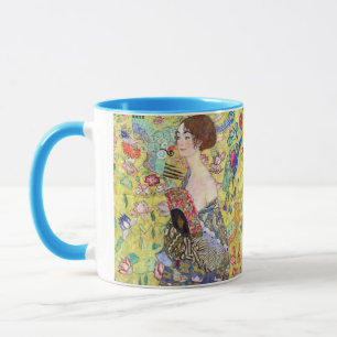 Dame mit Fächer von Gustav Klimt, Vintage Japonism Tasse
