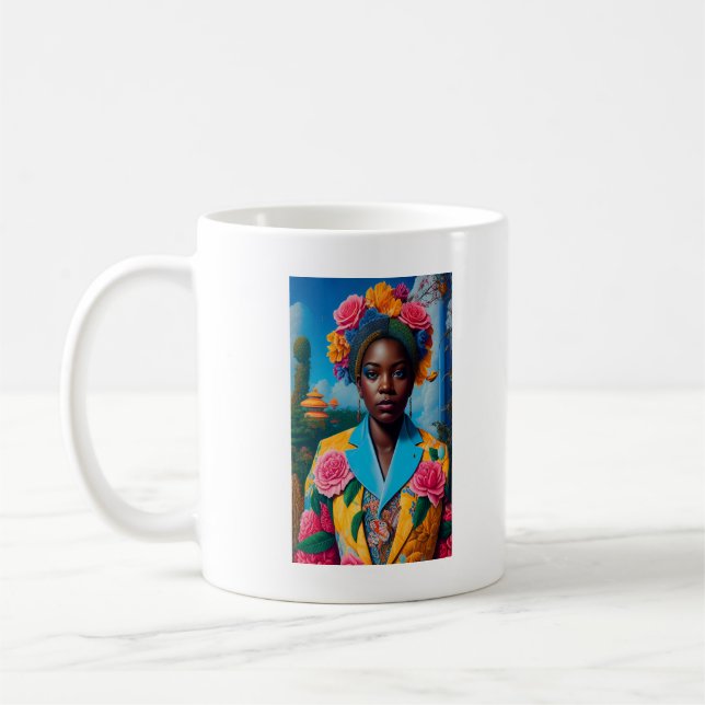 Dame mit floralem Sakko Kaffeetasse (Links)