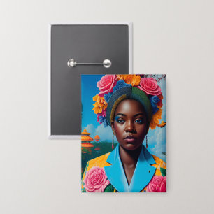 Dame mit floralem Sakto-Jackett Button