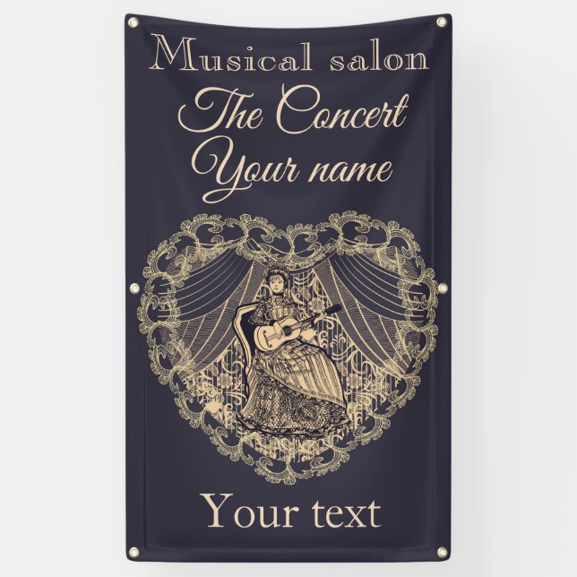 Dame mit Gitarre Banner (Vertikal)