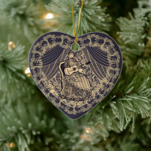 Dame mit Gitarre Keramik Ornament