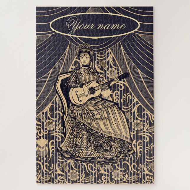 Dame mit Gitarre Puzzle (Vertikal)