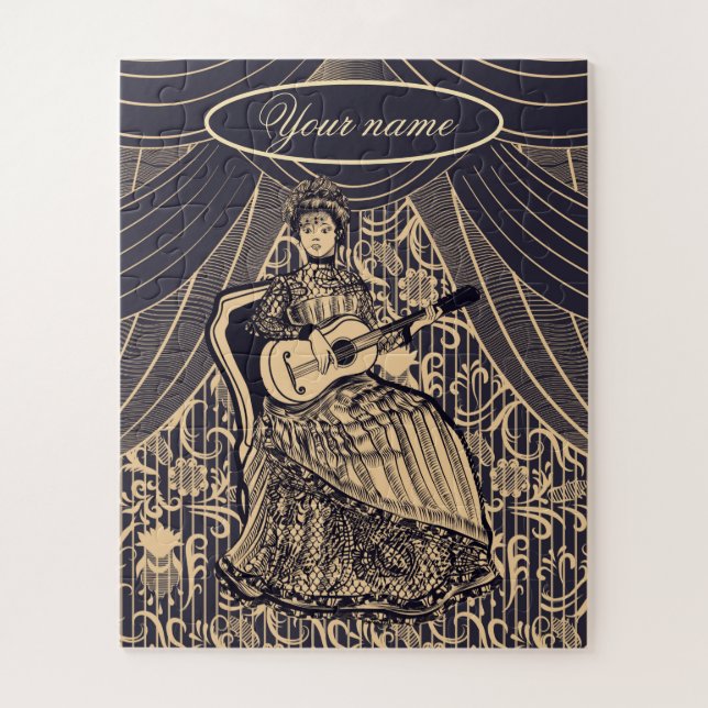 Dame mit Gitarre Puzzle (Vertikal)