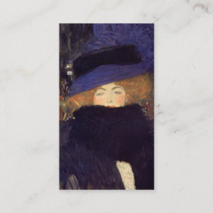 Dame mit Hut und Federboa - Gustav Klimt Visitenkarte