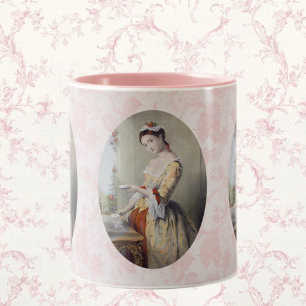 Dame mit Karten Zweifarbige Tasse