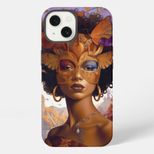 Dame mit Maske Schwarze Fantasy-Kunst iPhone 13 Hülle