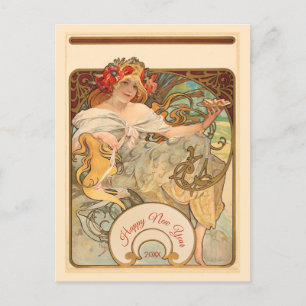 Dame mit Mohn im Haar Postkarte