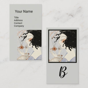 DAME MIT PARFÜMFLASCHE ART DÉCO SCHÖNHEIT Monogram Visitenkarte