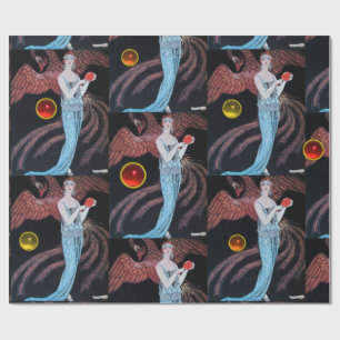 DAME MIT PHÖNIX, ART DECO SCHÖNHEIT MODE KOSTÜM GESCHENKPAPIER