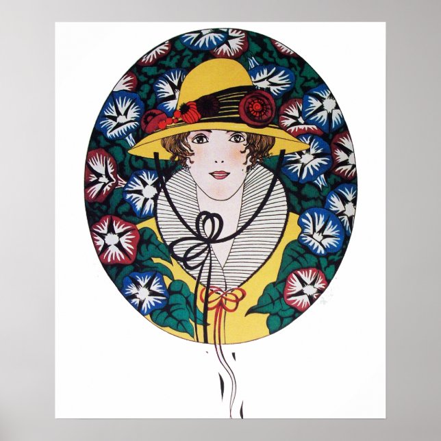 Dame mit Prunkwinden Poster (Vorne)