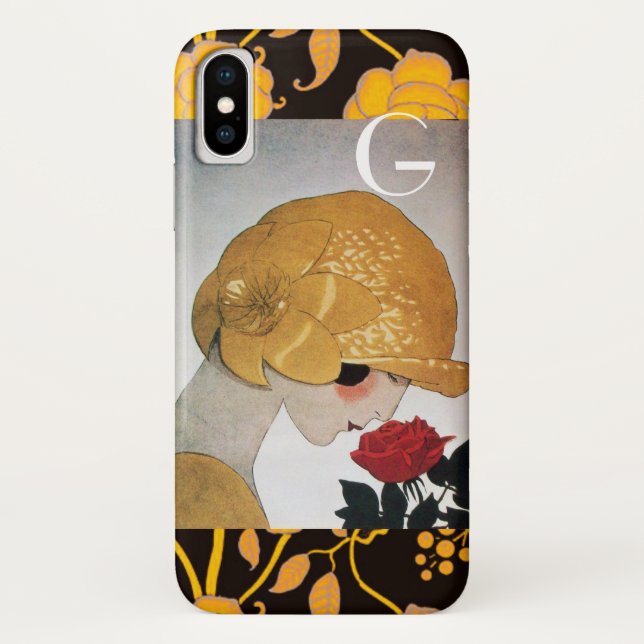 DAME MIT ROTEM ROSENMONOGRAMM Case-Mate iPhone HÜLLE (Rückseite)