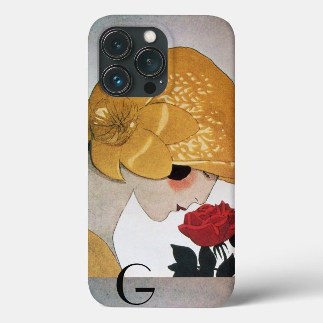 DAME MIT ROTEM ROSENMONOGRAMM Case-Mate iPhone HÜLLE (Rückseite)