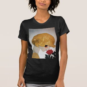 DAME MIT ROTER ROSE T-Shirt