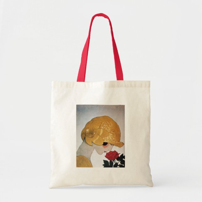DAME MIT ROTER ROSE TRAGETASCHE (Vorne)