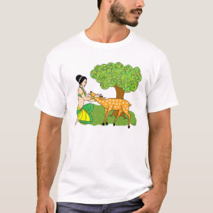Dame mit Rotwild T-Shirt