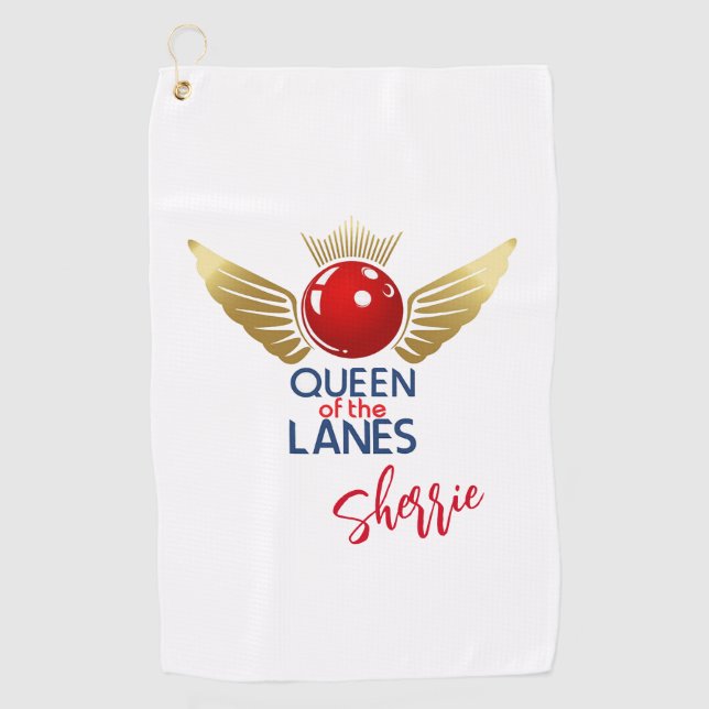 Dame of the Lanes Custom Bowling Towel Golfhandtuch (Vorderseite)