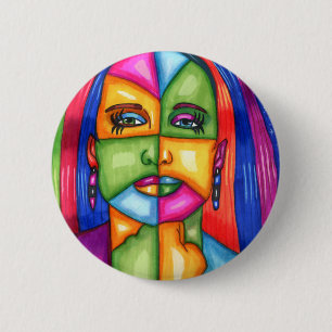 Dame of the Stars Abstrakte Frauenkunst Button