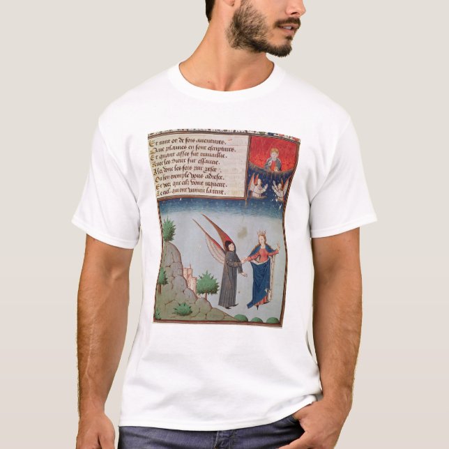 Dame Philosophy führt Boethius im Flug T-Shirt (Vorderseite)
