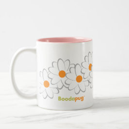 Dame Pug Mug (White&Gray Blumen) Zweifarbige Tasse