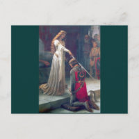 Dame Queen knighting Ritter Antique Malerei