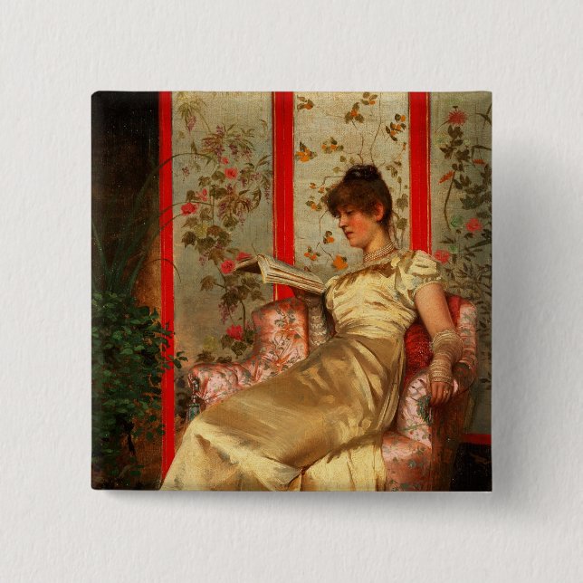 Dame Reading Button (Vorderseite)