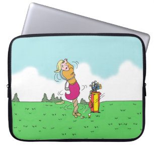 Dame spielt Golf und bringt alles durcheinander Laptopschutzhülle