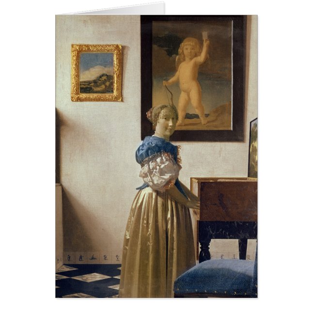 Dame stehend am Virginal, c.1672-73 (Vorne)