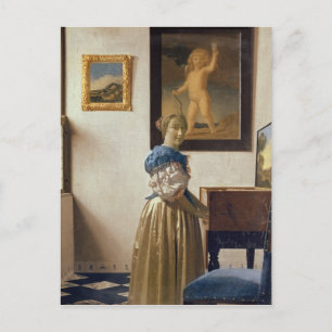 Dame stehend am Virginal, c.1672-73 Postkarte