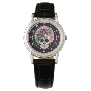 Dame Sugar Skull Armbanduhr