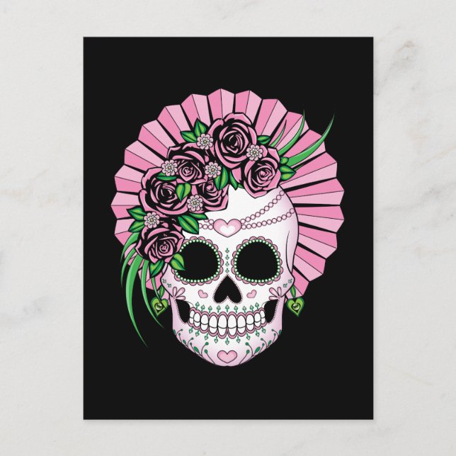 Dame Sugar Skull Postkarte (Vorderseite)