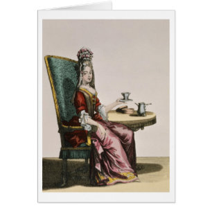 Dame Taking Coffee, Modegeck, c.1695 (engravi