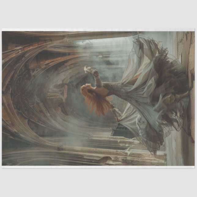 Dame tanzt fließend Kleid Kathedrale Doppel Seidenpapier (Vorderseite)