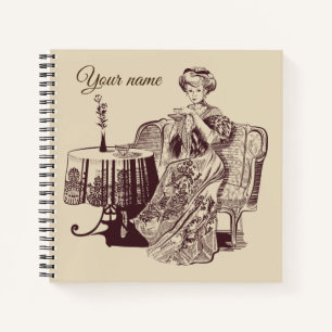 Dame trinkt Tee Notizbuch