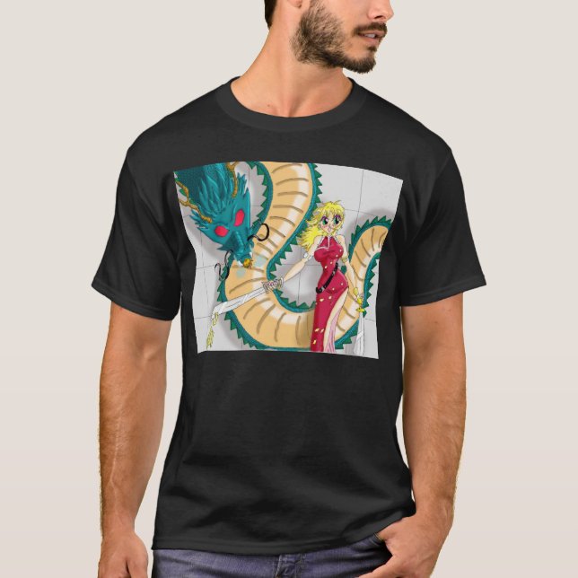 Dame und der Drache T-Shirt (Vorderseite)