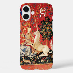 DAME UND EINHORN Fantasy Blumen,Tiere Monogramm iPhone 16 Plus Hülle