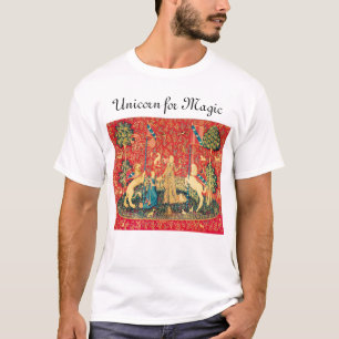 DAME UND EINHORN FÜR MAGIE Fantasy Blumen,Tiere T-Shirt