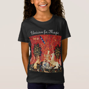 DAME UND EINHORN FÜR MAGIE Fantasy Blumen,Tiere T-Shirt