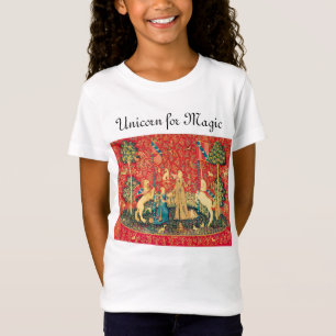 DAME UND EINHORN FÜR MAGIE Fantasy Blumen,Tiere T-Shirt