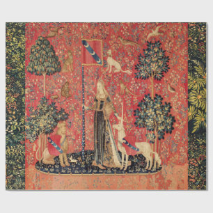 DAME UND EINHORN Löwe,Fantasy Blumen,Tiere Geschenkpapier