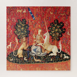 DAME UND EINSHORN Gesichtssinn, Löwe, Blumen, Tier Puzzle
