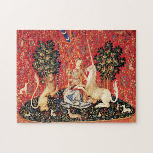 DAME UND EINSHORN Gesichtssinn, Löwe, Blumen, Tier Puzzle