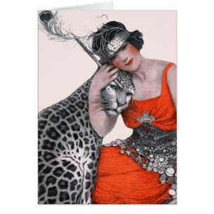 Dame und Leopard