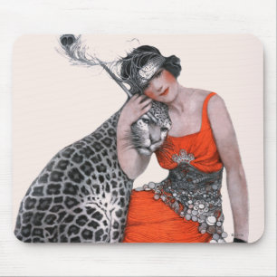 Dame und Leopard Mousepad